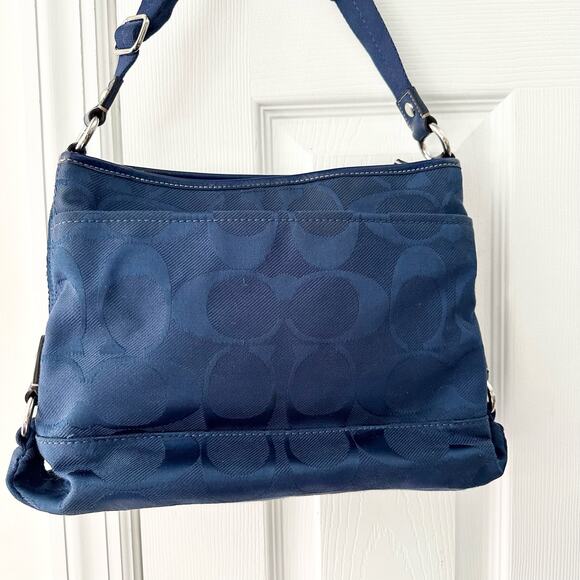 Coach Blue Canvas Signature Monogram F16550 Y2K Convertible Shoulder Bag Clean - Picture 7 of 9